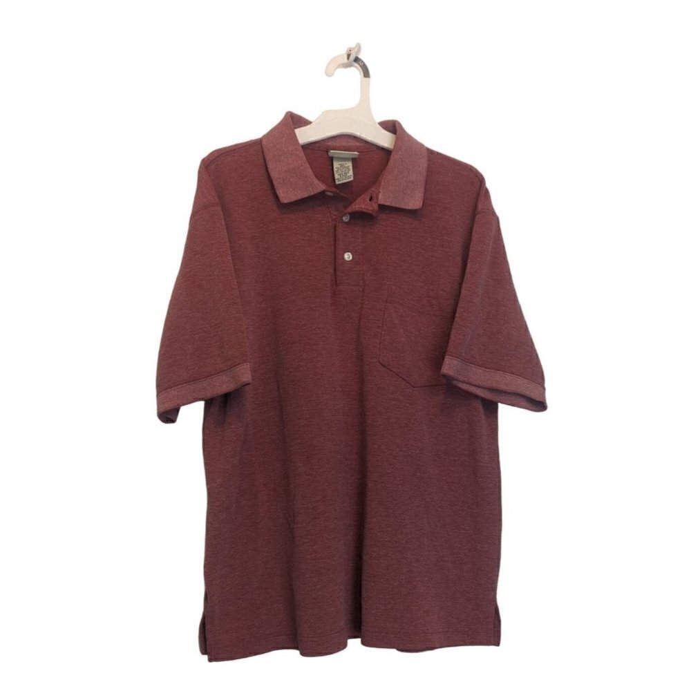 L.L.Bean Men's Front Pocket Polo Heather Red Medium